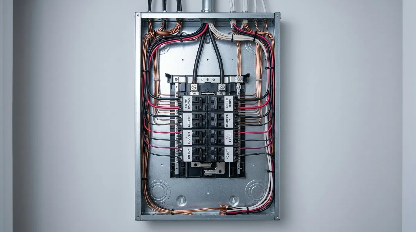 Residential electrical panel upgrade in progress