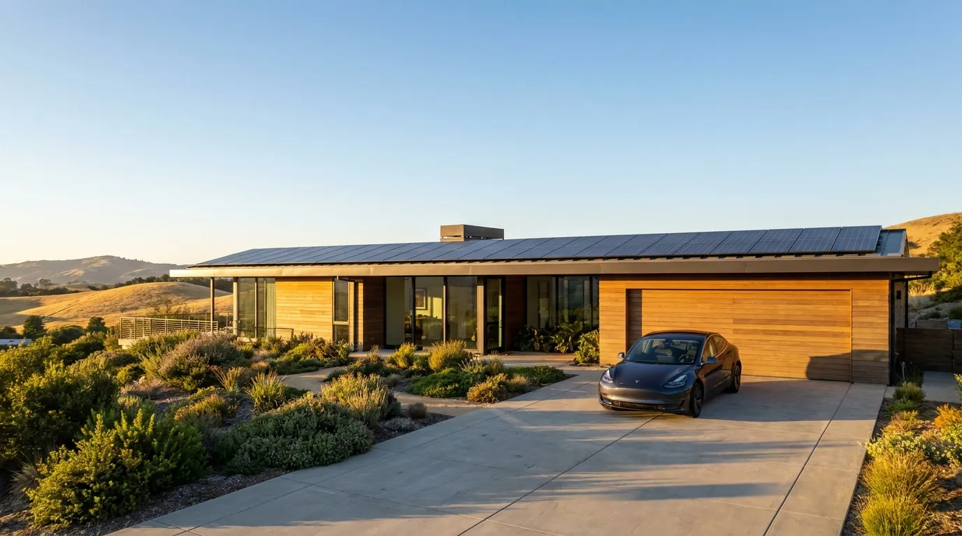 California home with solar panels and EV install