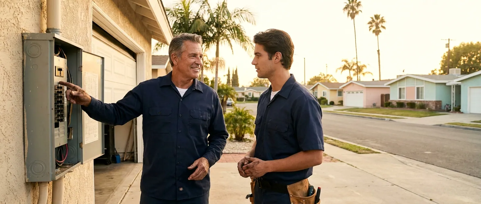 Rizzo Electric craftsmen on a Southern California residential job
